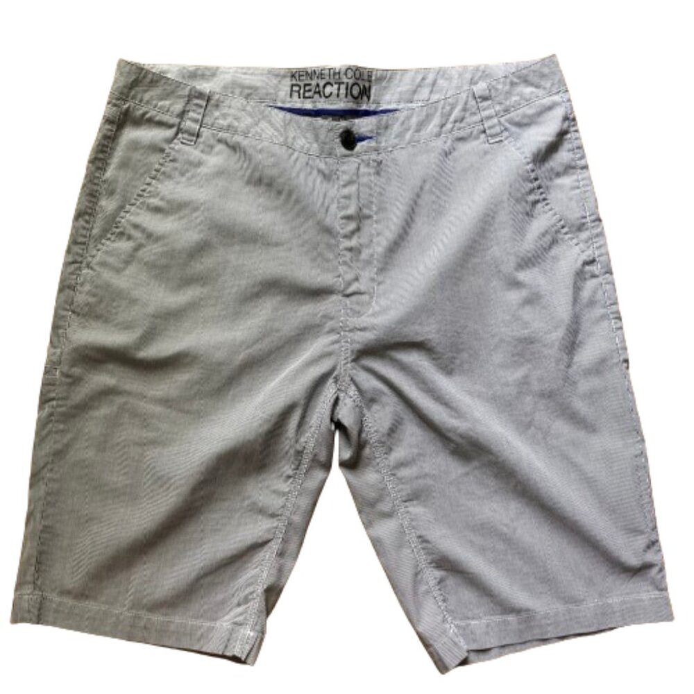 SALE! Kenneth Cole Reaction Mens 11" Blue/White Seersucker Bermuda Shorts, sz 36